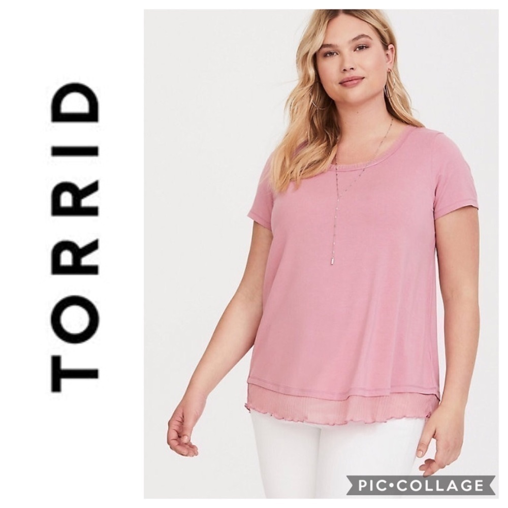 Torrid Pink Tiered Tee NWT Sz 0X Short Sleeve